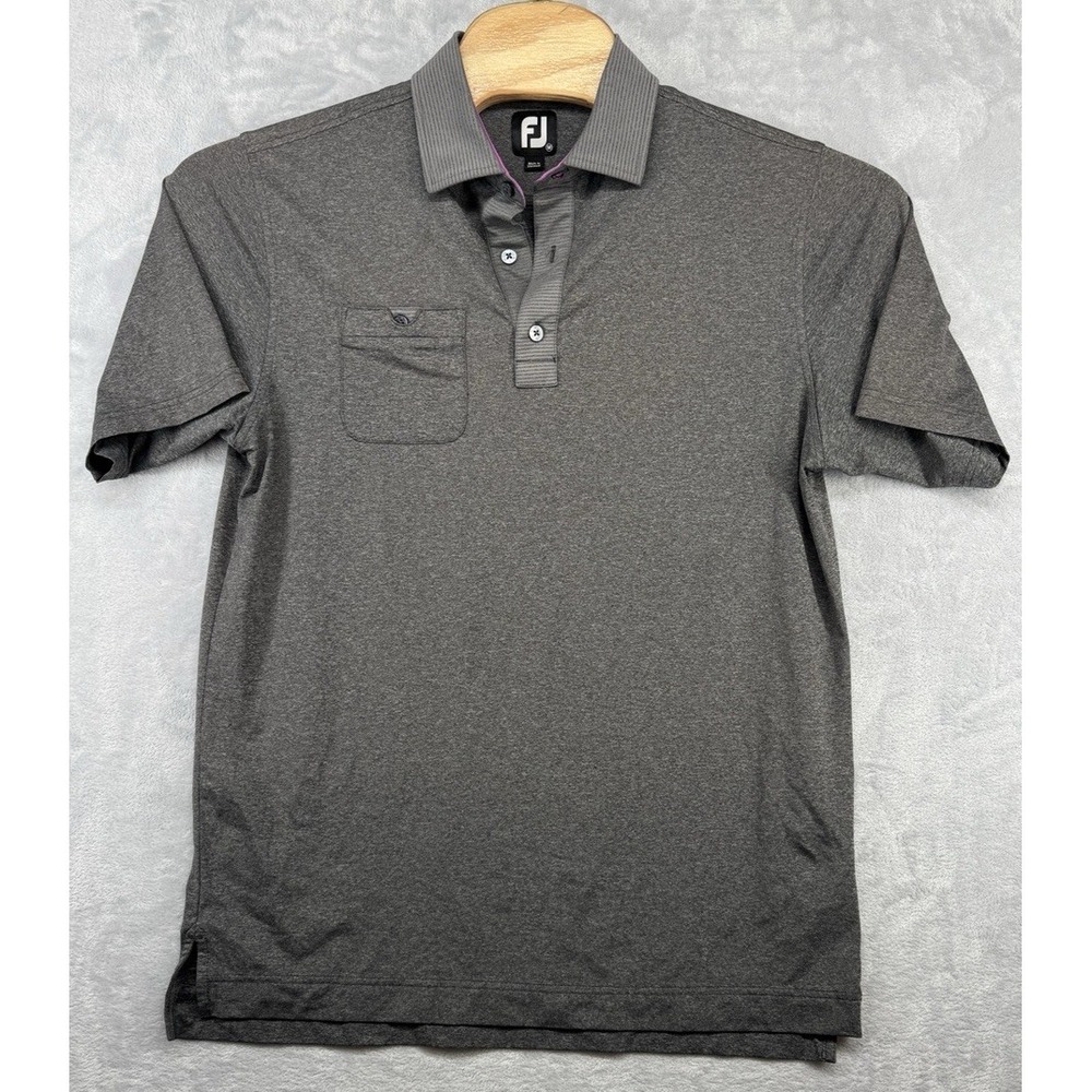 Footjoy FJ Heather Gray Pocket Polo Shirt No Club Logo Men's Size M EUC